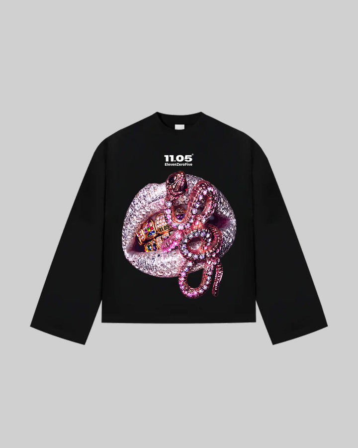 "Snake Grillz" Long Sleeve, 280 GSM organic cotton, made in Italy