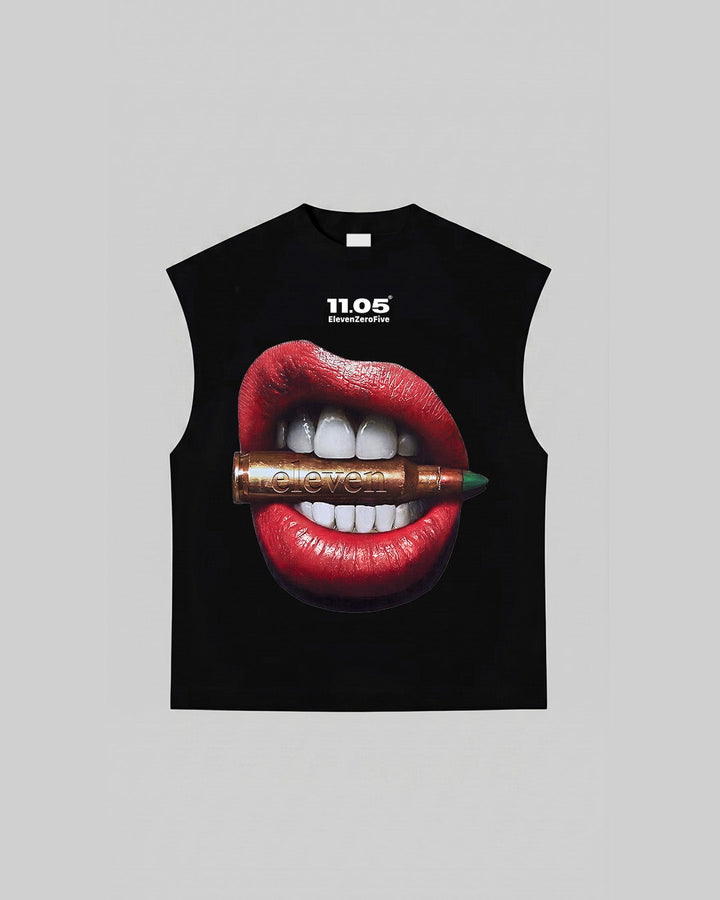 "Bullet Lips" Tank Top, 280 GSM organic cotton, made in Italy