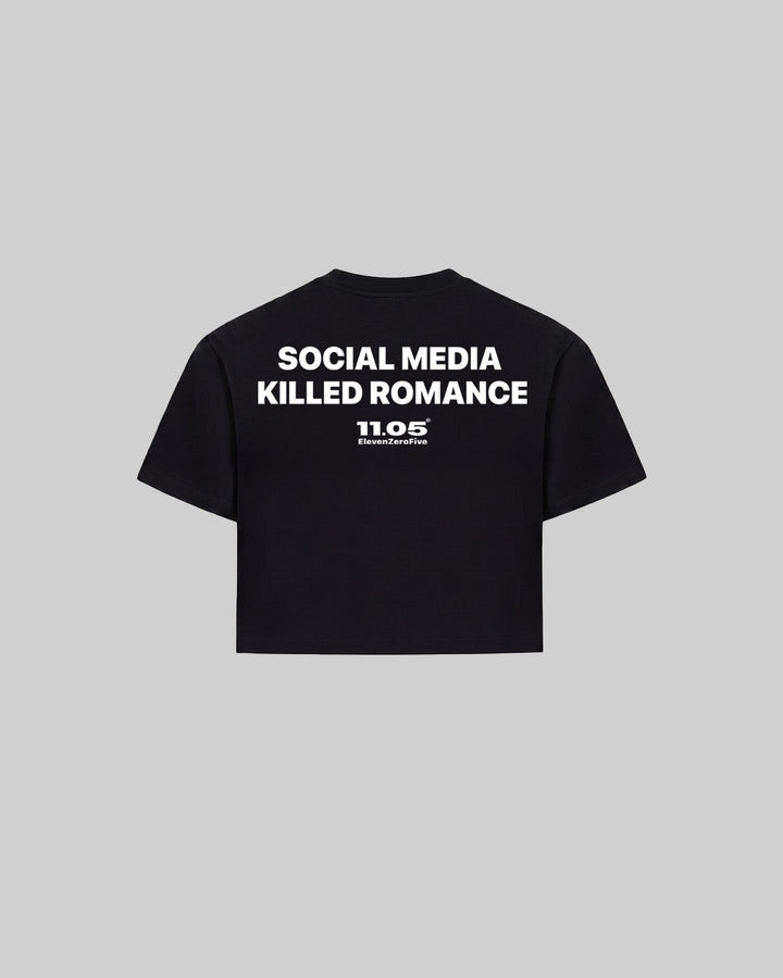 "SOCIAL MEDIA KILLED ROMANCE" Women's TOP, 280 GSM organic cotton, made in Italy