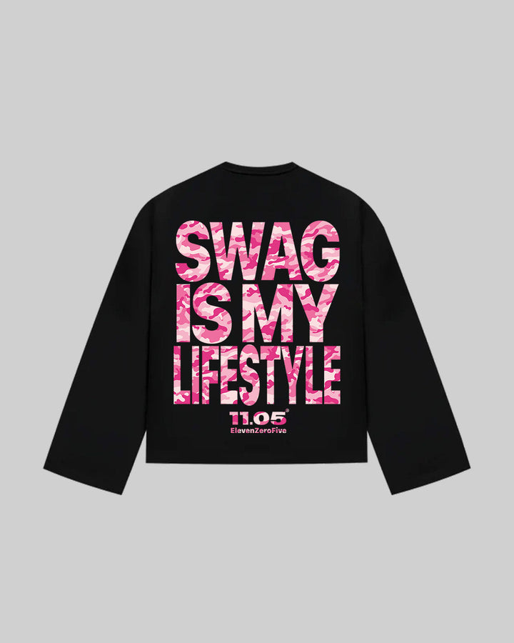 "SWAG IS MY LIFESTYLE" ROSE EDITION - Long Sleeve, 280 GSM organic cotton, made in Italy
