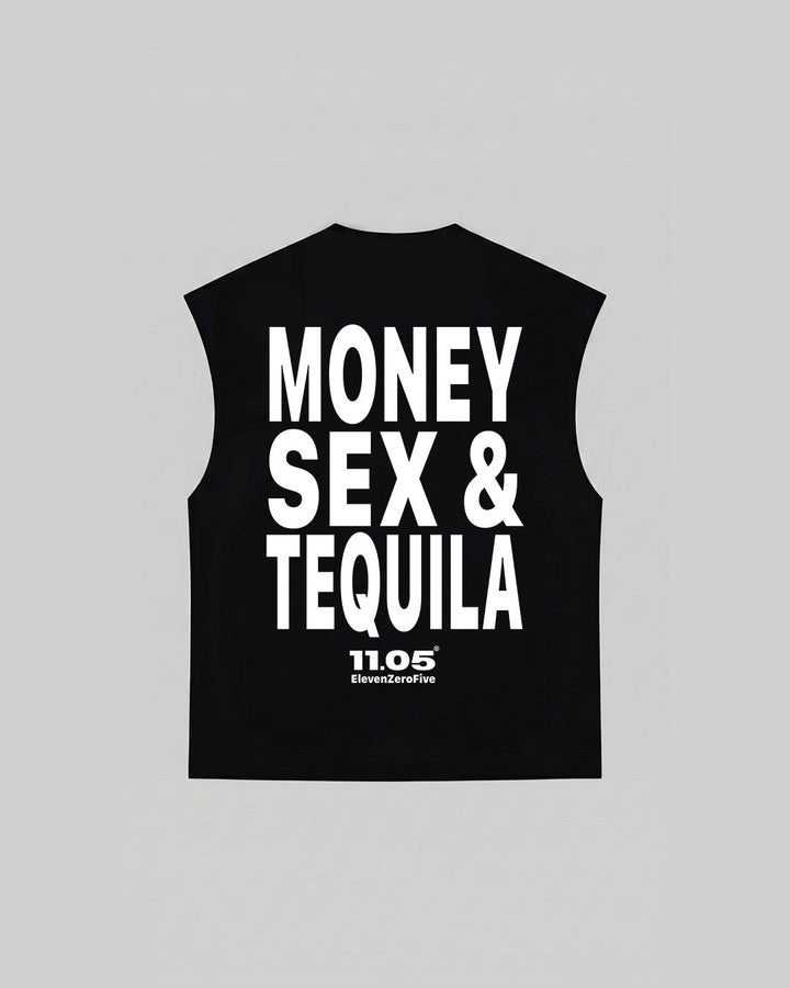 "MONEY SEX & TEQUILA" Tank Top, 280 GSM organic cotton, made in Italy