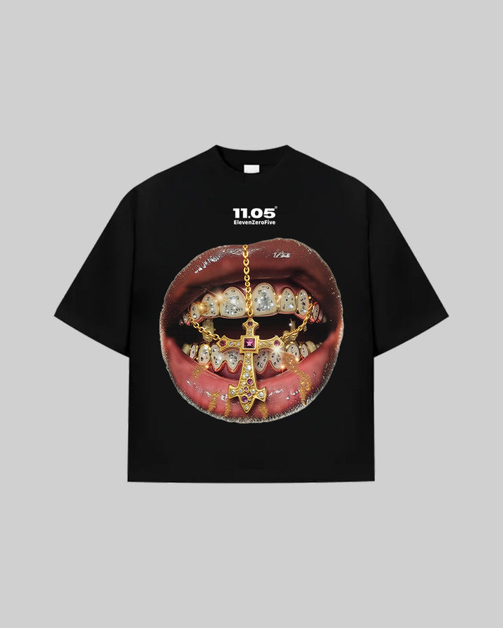 "Gold Grillz" T-Shirt, 280 GSM organic cotton, made in Italy