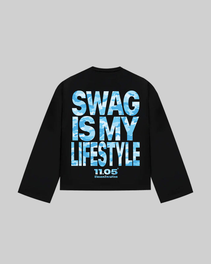 "SWAG IS MY LIFESTYLE" SKY EDITION - Long Sleeve, 280 GSM organic cotton, made in Italy