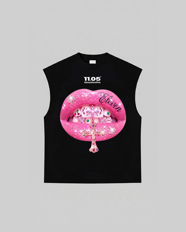 "Pink Grillz" Tank Top, 280 GSM organic cotton, made in Italy