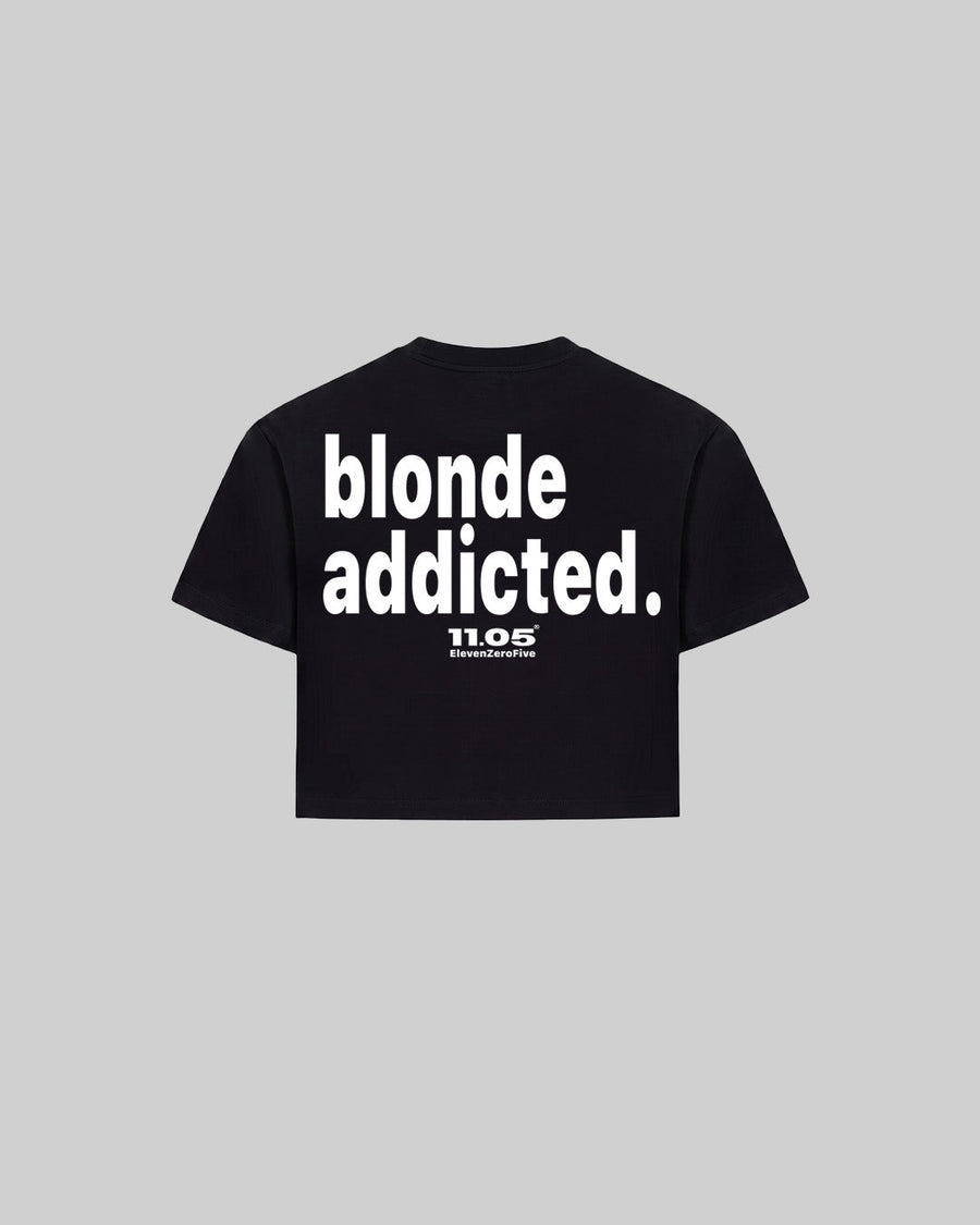 "blonde addicted." Women's TOP, 280 GSM organic cotton, made in Italy