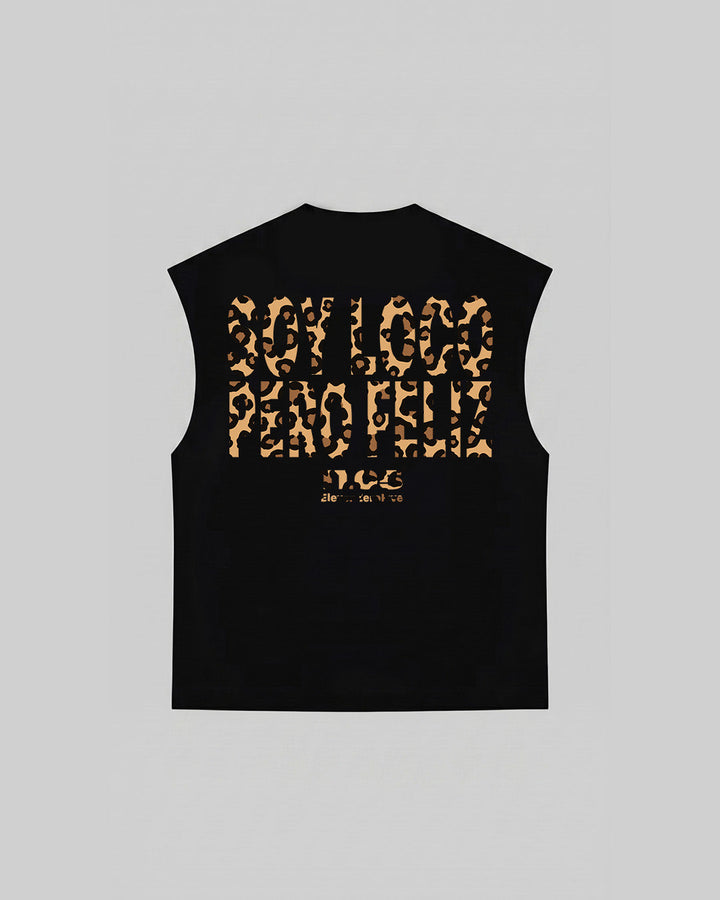 "SOY LOCO PERO FELIZ" Tank Top, 280 GSM organic cotton, made in Italy