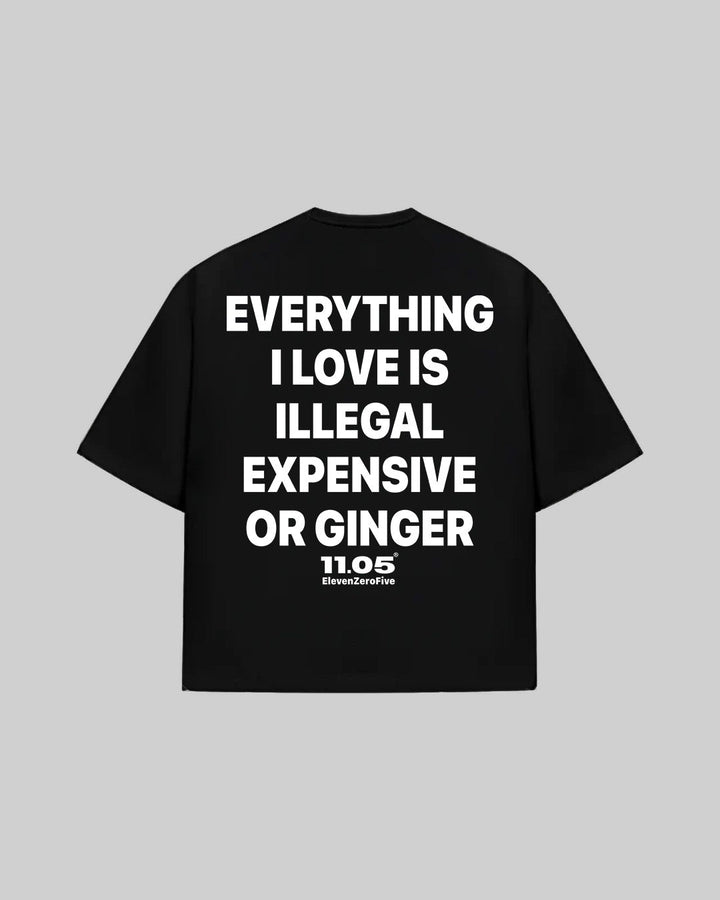 "EVERYTHING I LOVE IS ILLEGAL EXPENISVE OR GINGER" T-Shirt, 280 GSM organic cotton, made in Italy