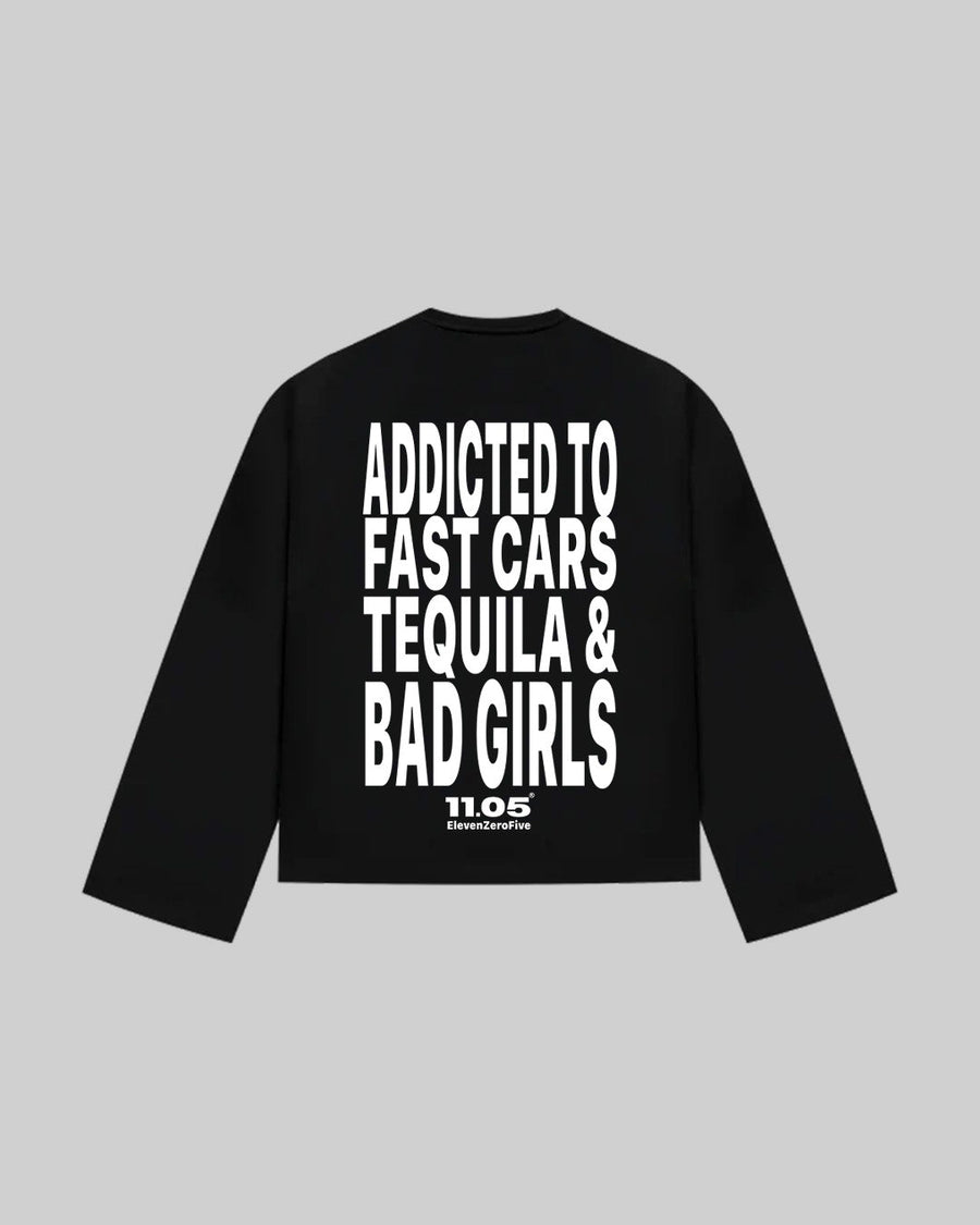 "ADDICTED TO" Long Sleeve, 280 GSM organic cotton, made in Italy
