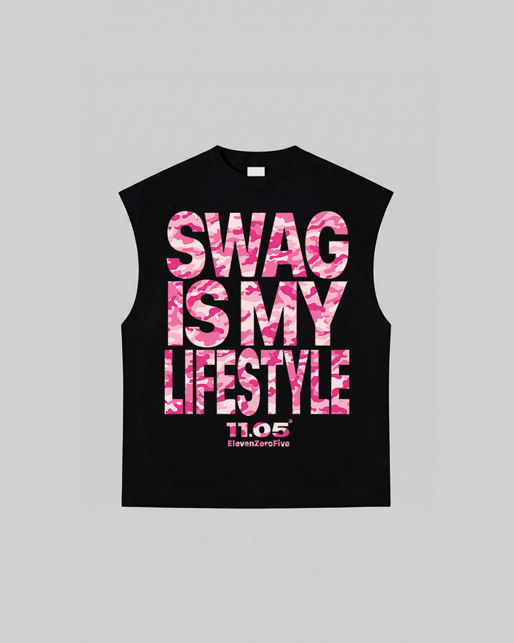 "SWAG IS MY LIFESTYLE" ROSE EDITION - Tank Top, 280 GSM organic cotton, made in Italy