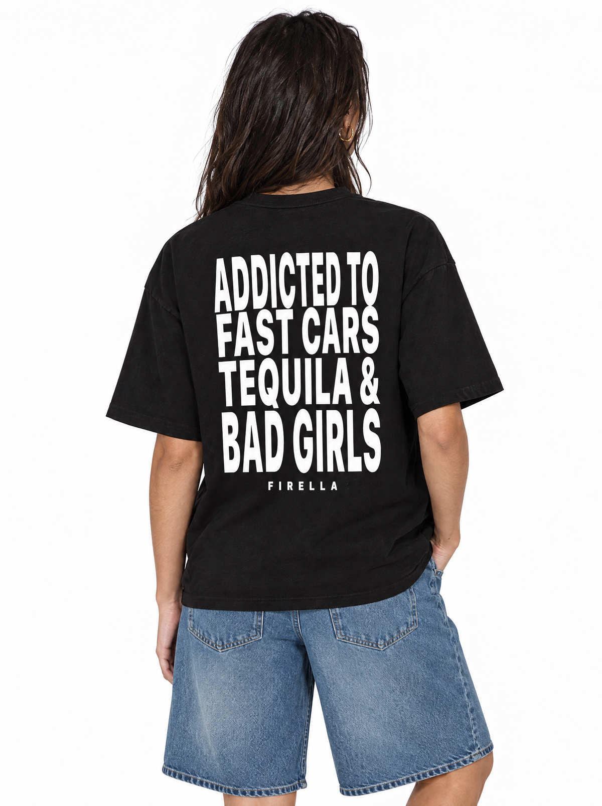 "ADDICTED TO" T-Shirt - Black - back angle