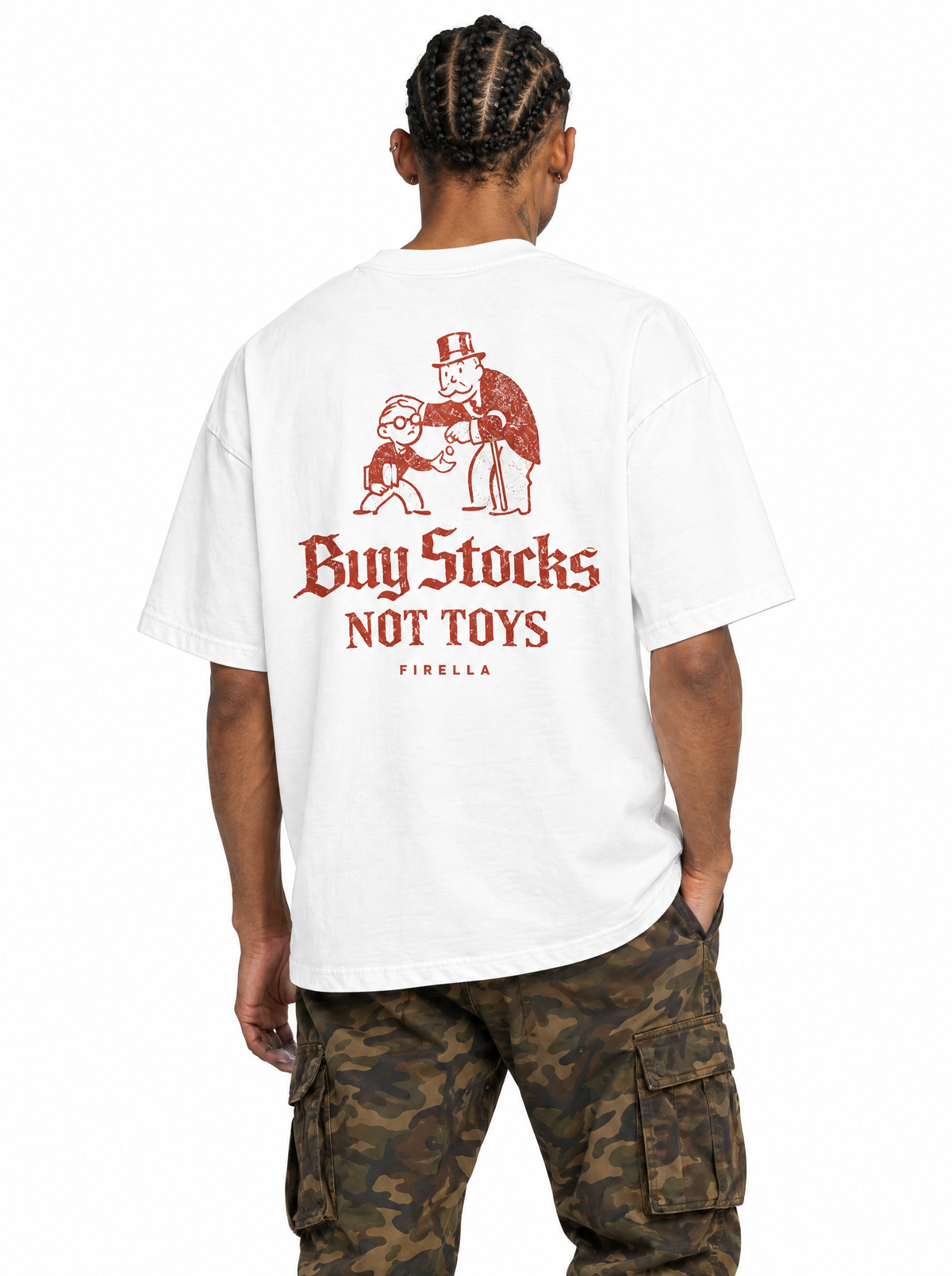 BUY STOCKS NOT TOYS TEE - White - back angle