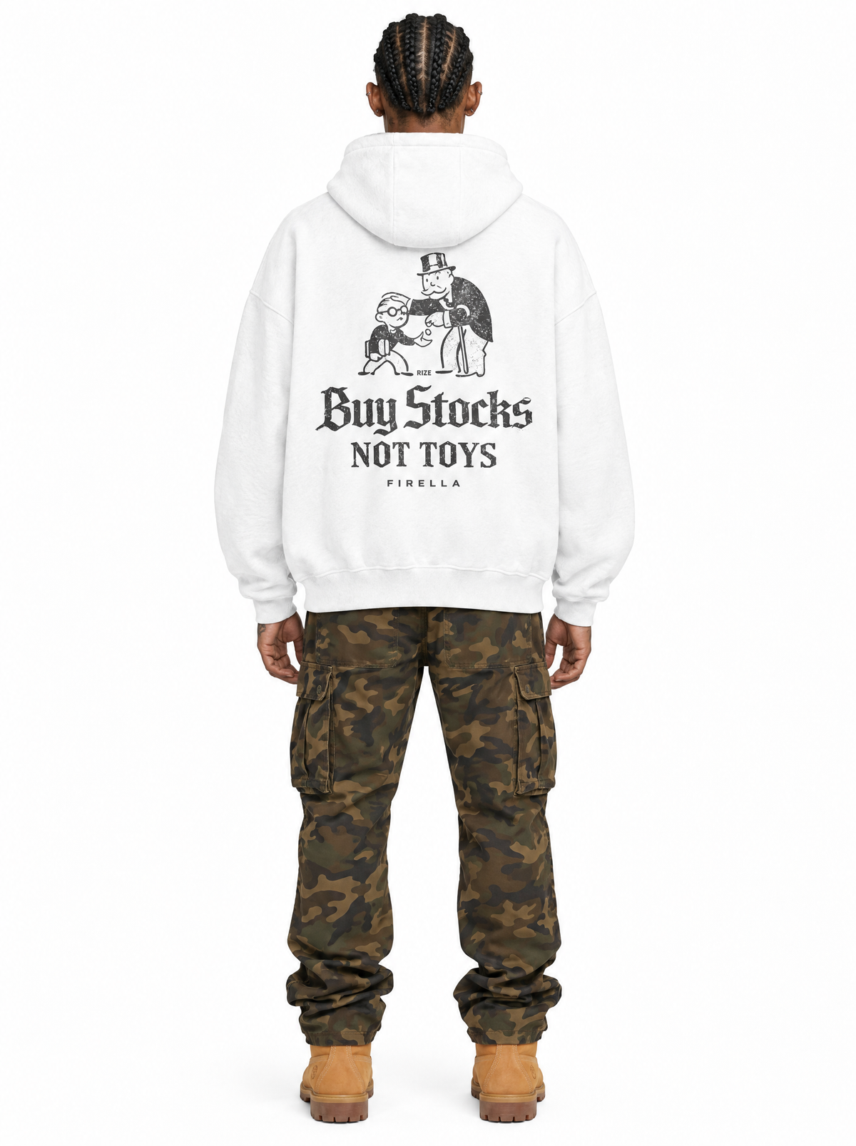 BUY STOCKS NOT TOYS HOODIE - White - back