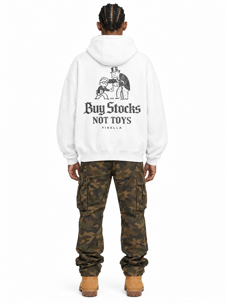 BUY STOCKS NOT TOYS HOODIE - White - back