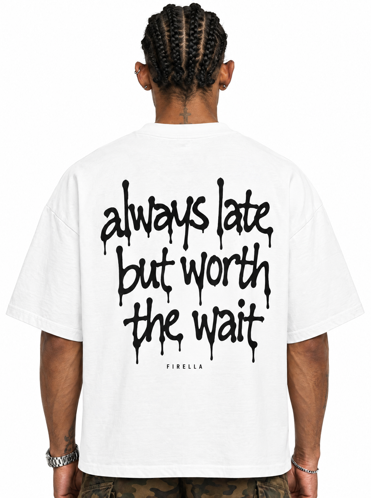 ALWAYS LATE TEE - White - back detail