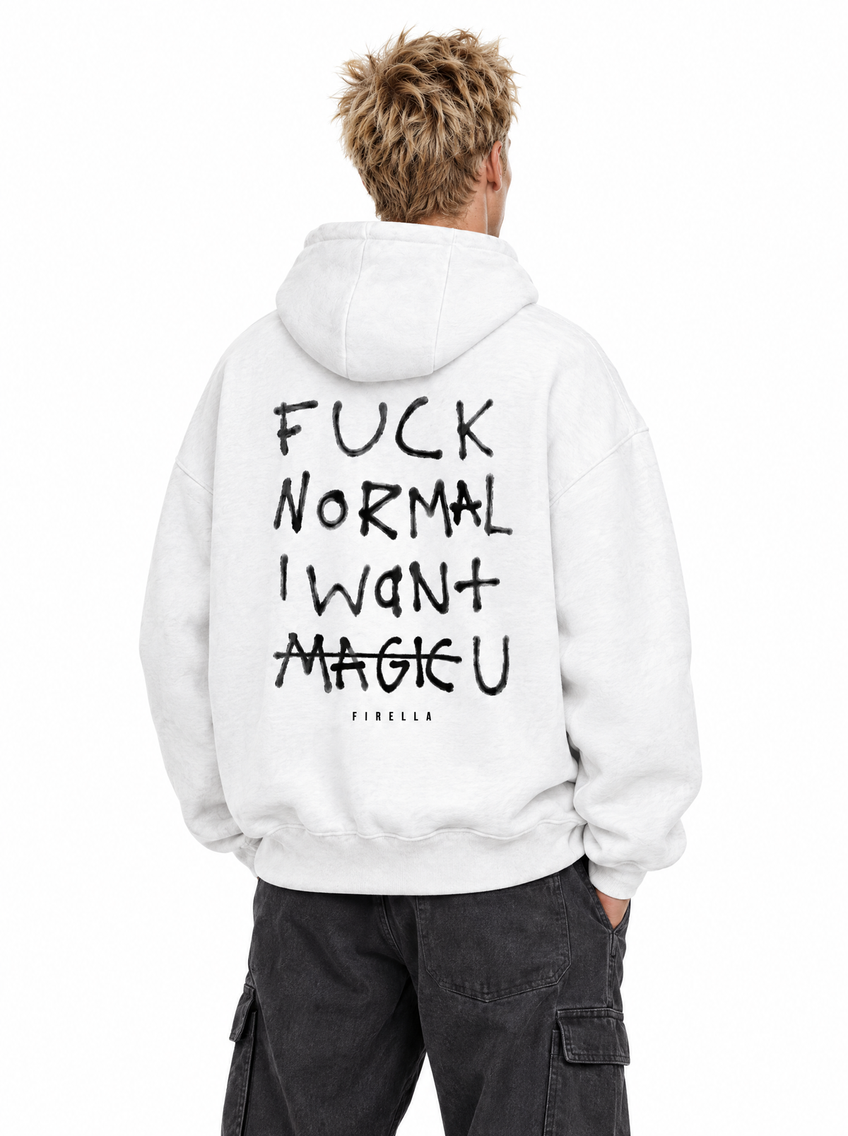 NOT NORMAL HOODIE - White - back angle