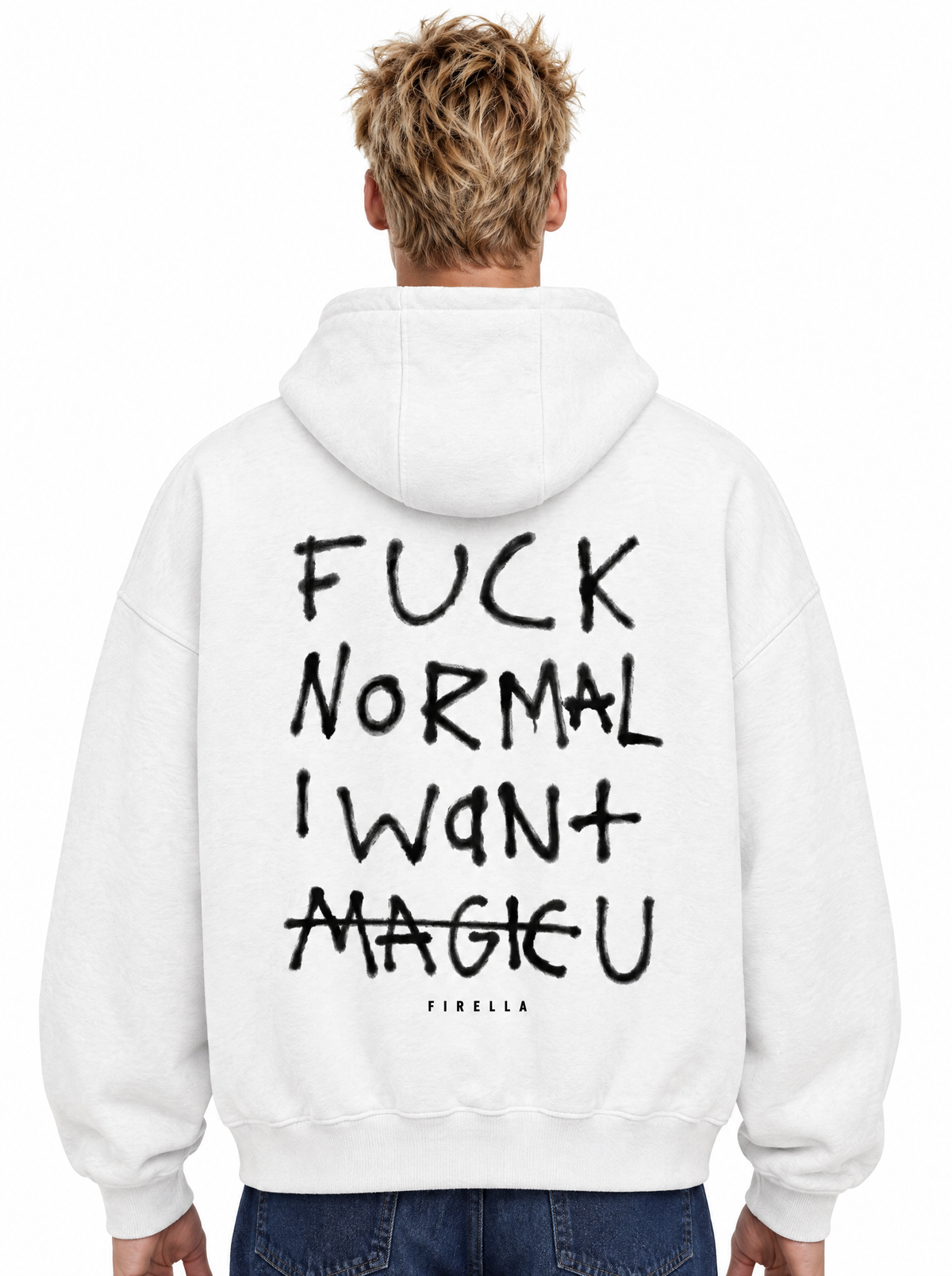 NOT NORMAL HOODIE - White - back detail