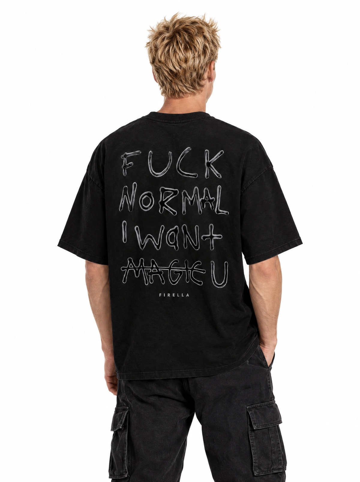 NOT NORMAL TEE - Black - back angle
