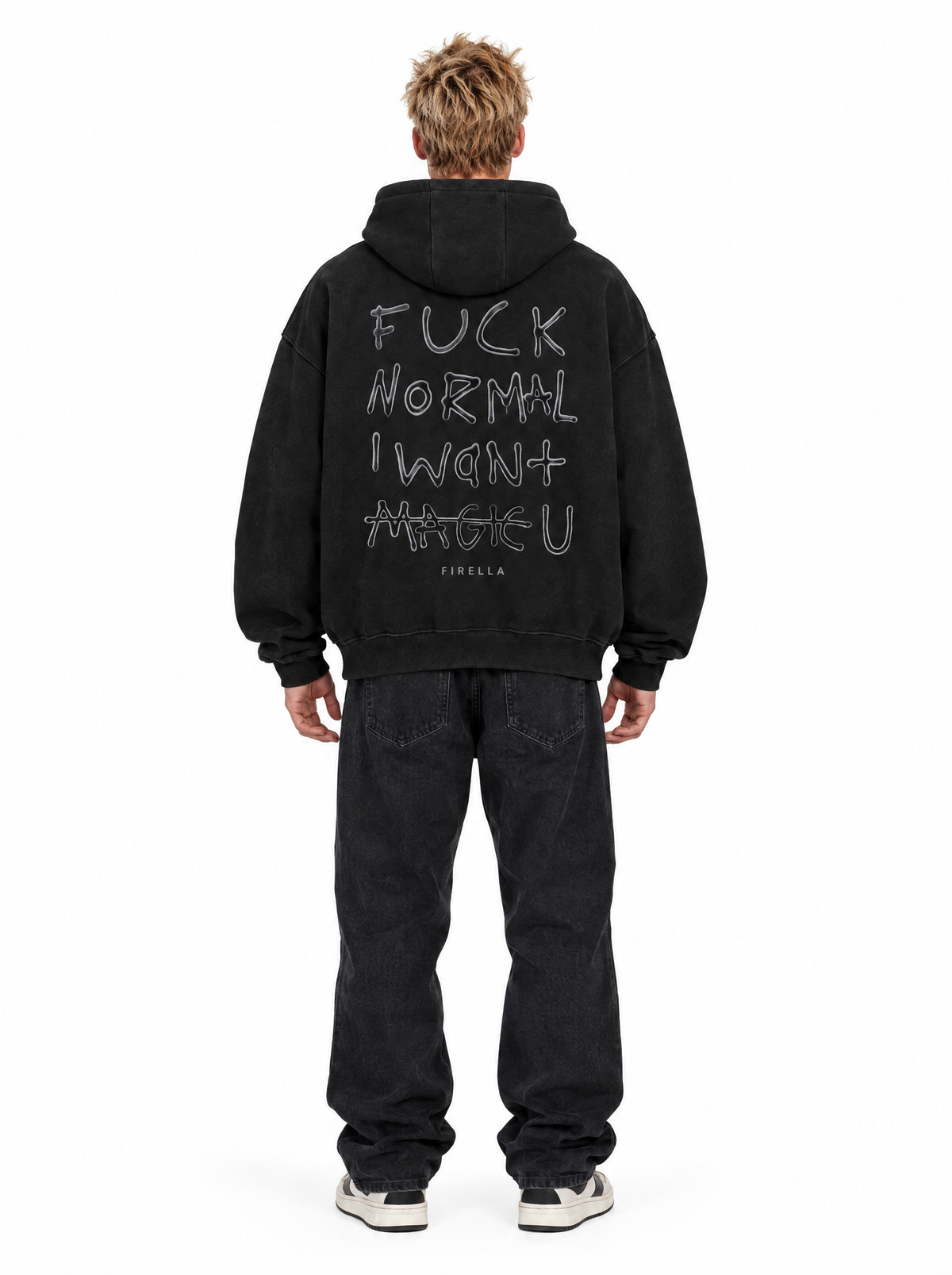 NOT NORMAL HOODIE - Black - back