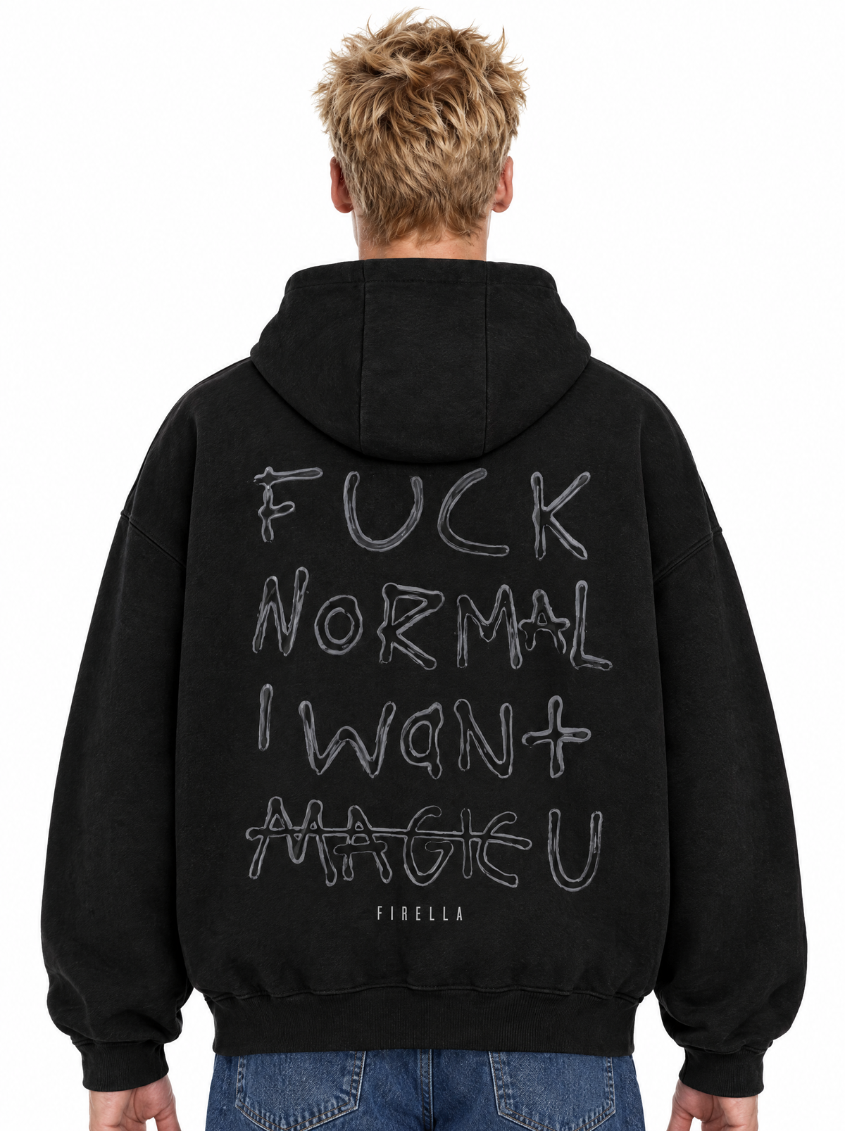 NOT NORMAL HOODIE - Black - back detail