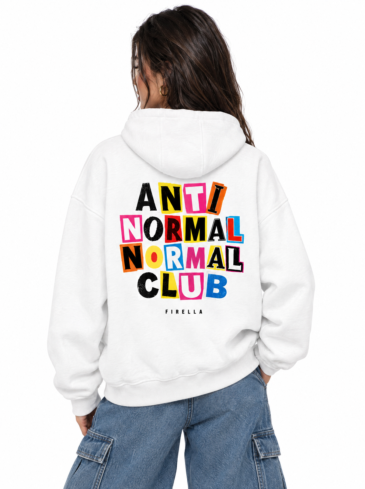 ANTI NORMAL CLUB HOODIE - White - back angle