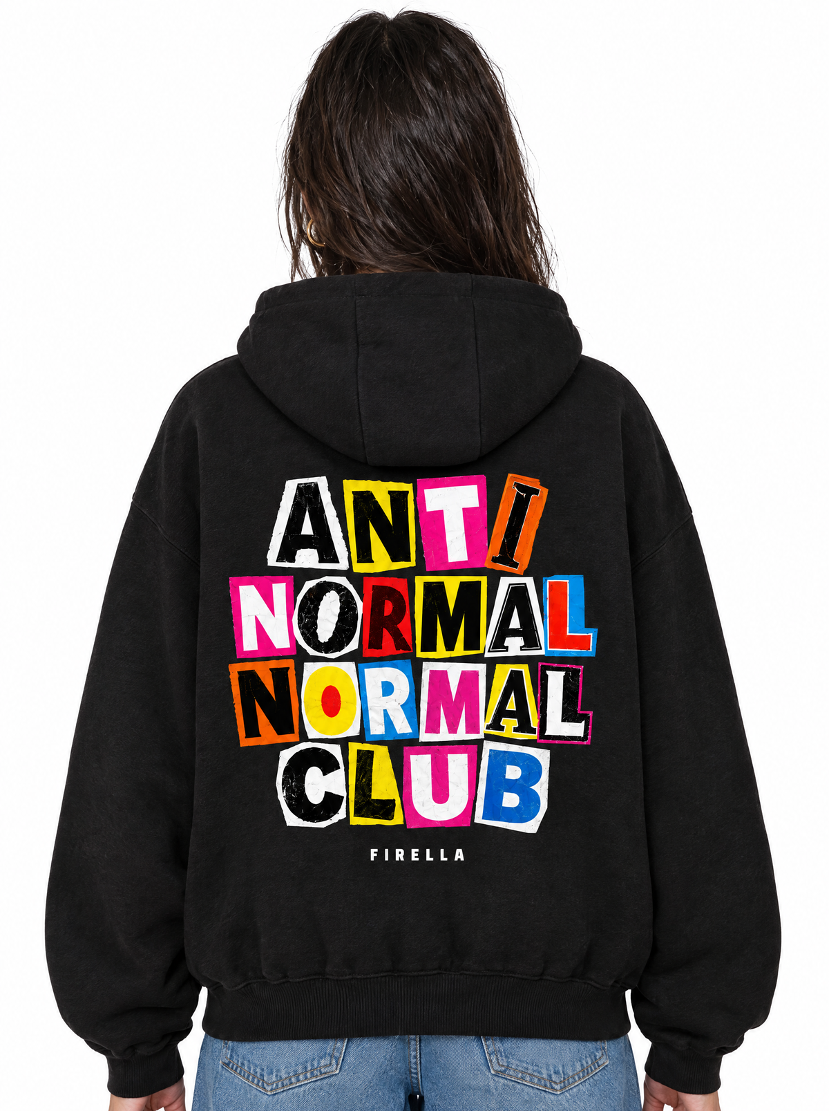 ANTI NORMAL CLUB HOODIE - Black - back detail