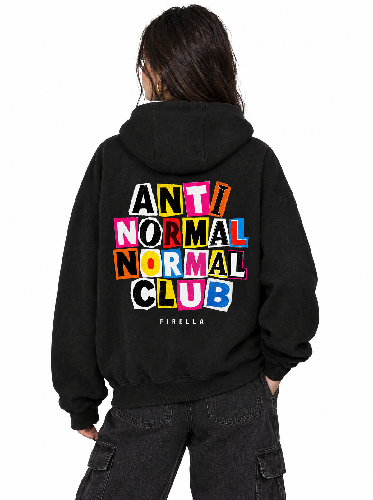 ANTI NORMAL CLUB HOODIE - Black - back angle