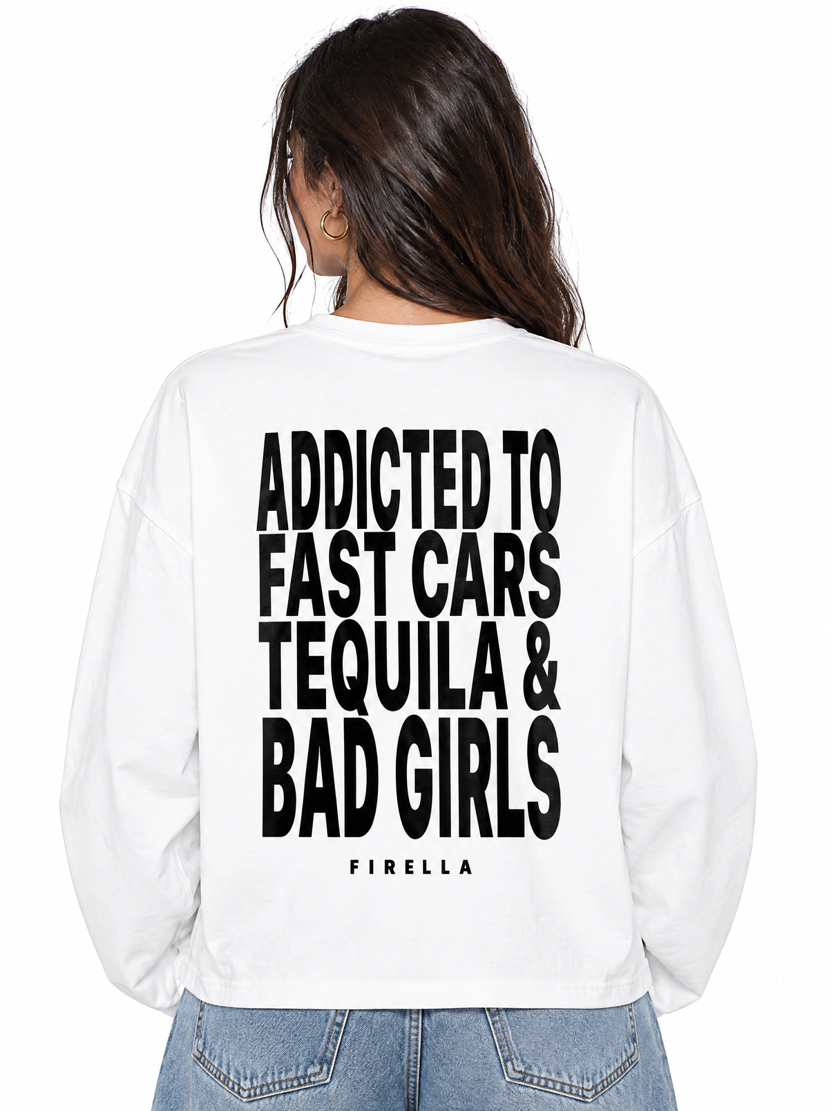 "ADDICTED TO" Long Sleeve - White - back detail