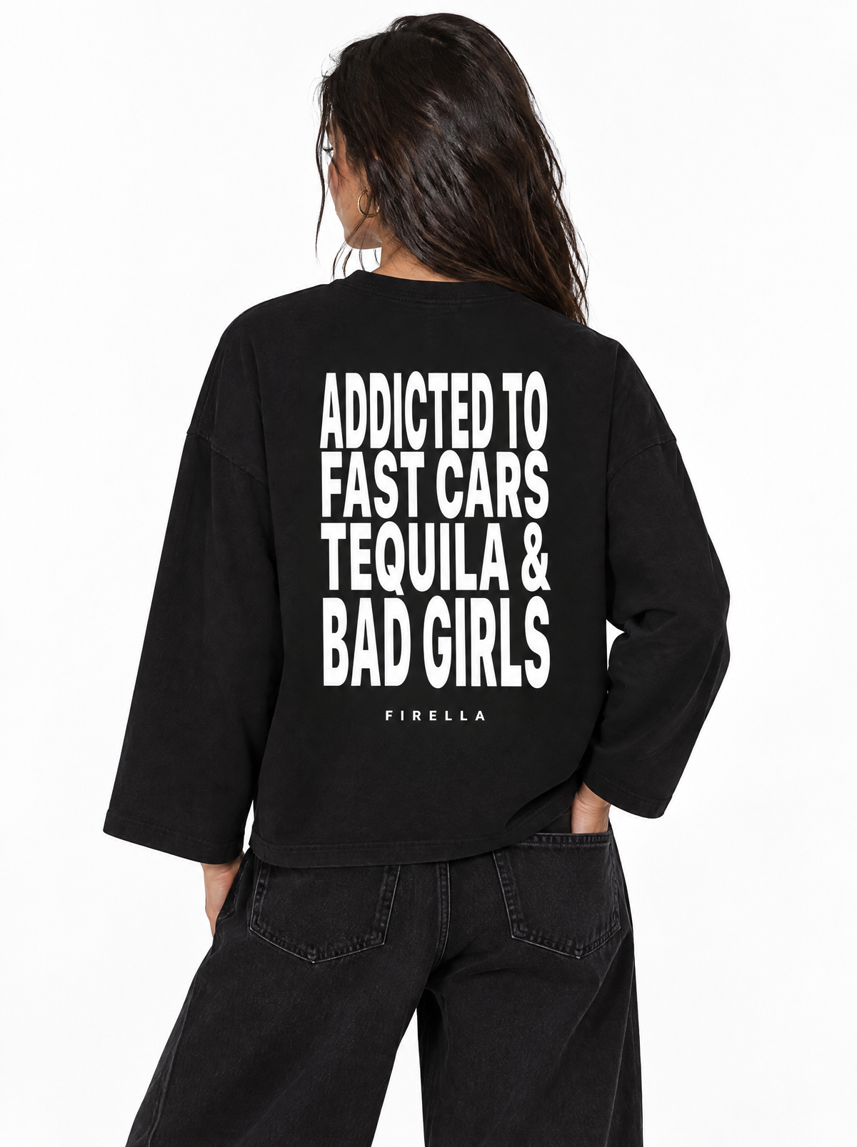 "ADDICTED TO" Long Sleeve - Black - back angle
