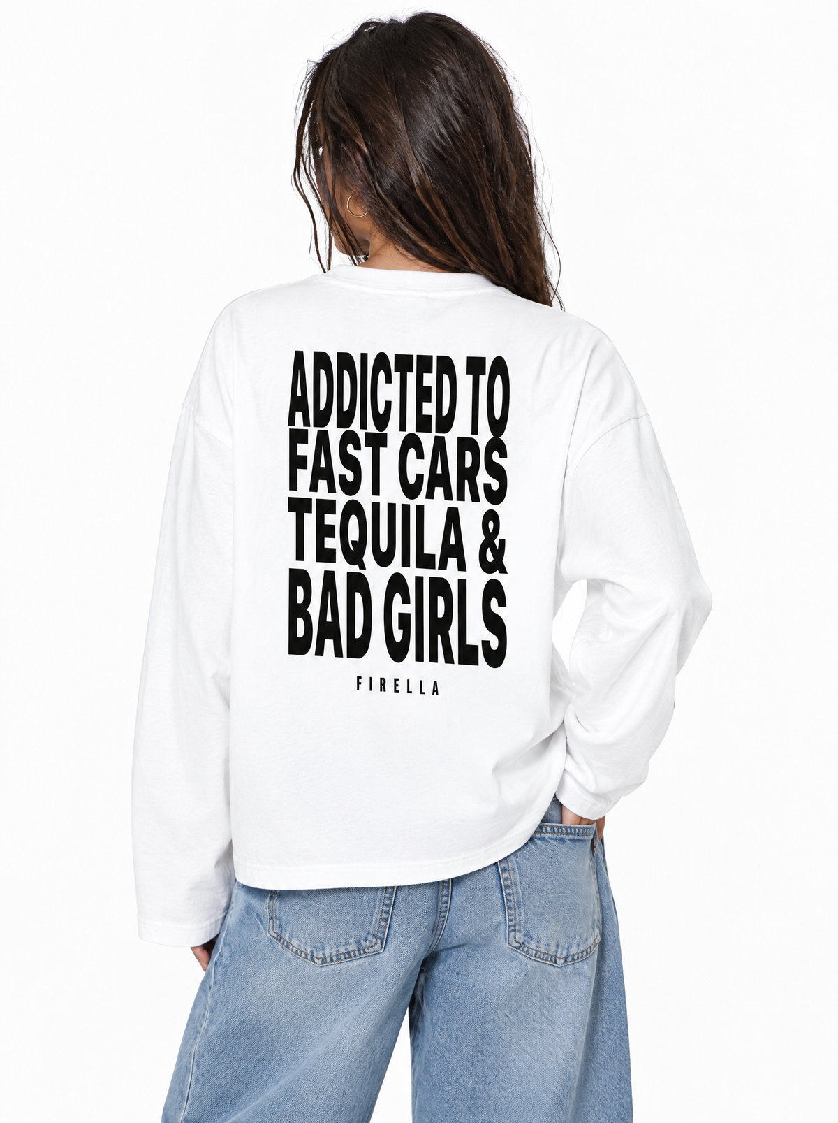 "ADDICTED TO" Long Sleeve - White - back angle