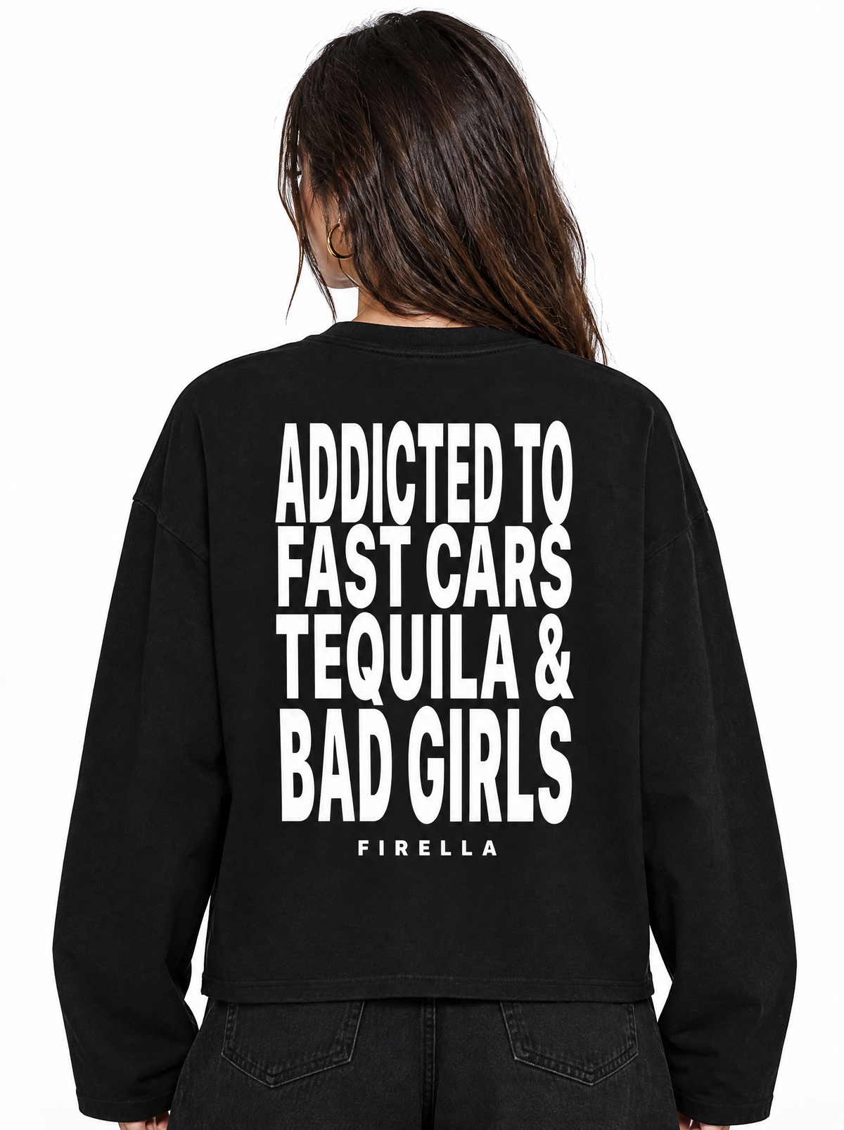 "ADDICTED TO" Long Sleeve - Black - back detail