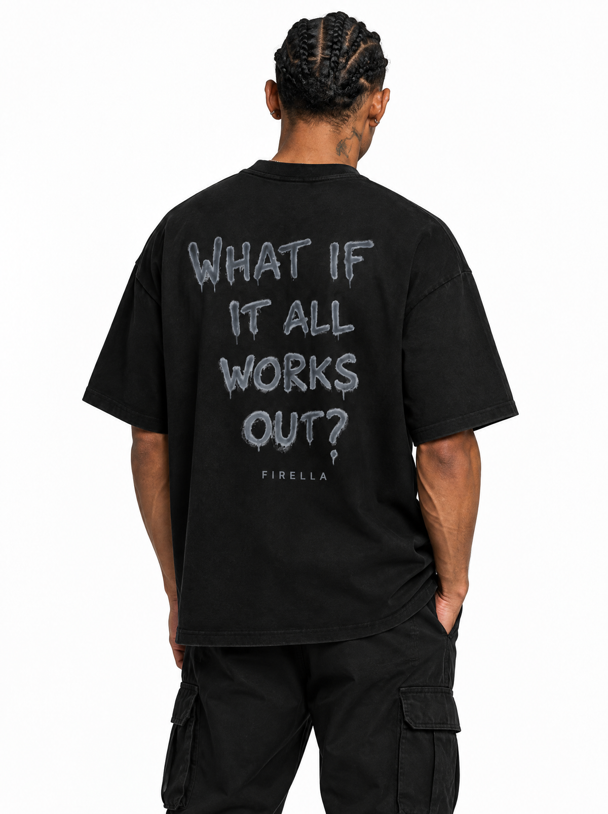 WHAT IF TEE - Black - back angle