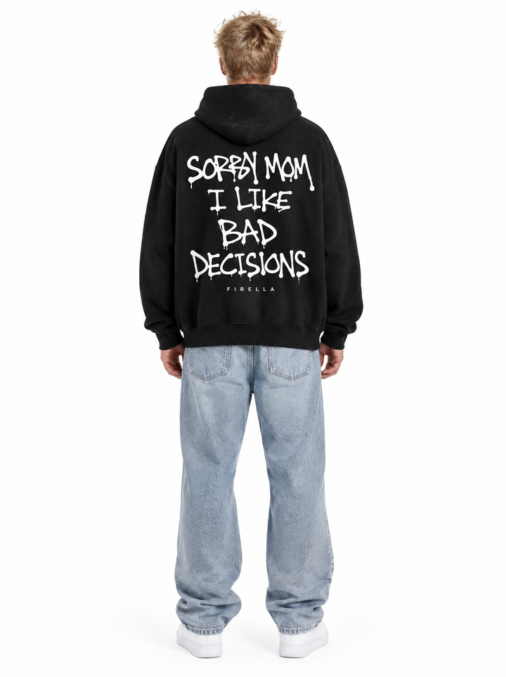 SORRY MOM HOODIE - Black - back