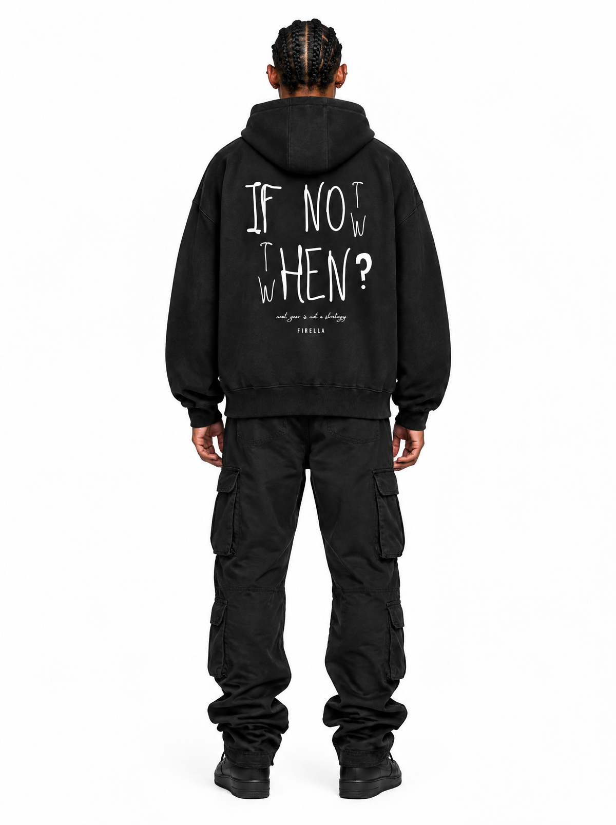 NOW OR NEVER HOODIE - Black - back