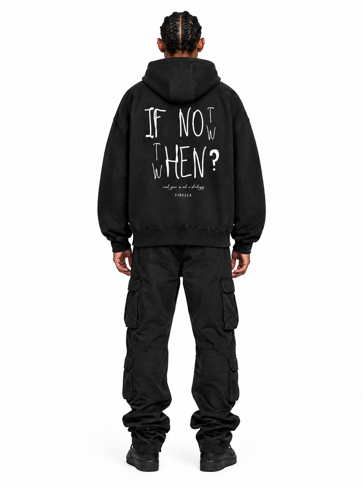 NOW OR NEVER HOODIE - Black - back