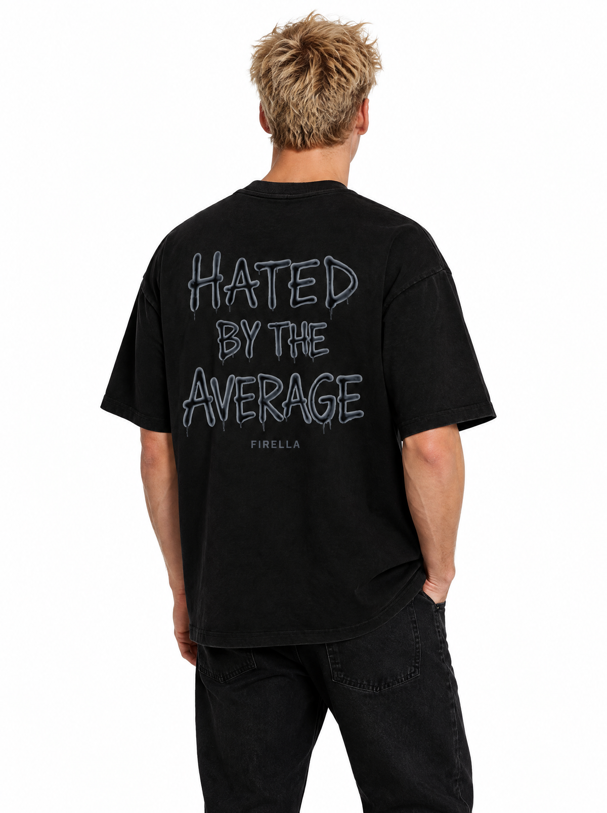 NOT AVERAGE TEE - Black - back angle