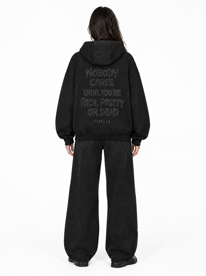 NOBODY CARES HOODIE - Black - back
