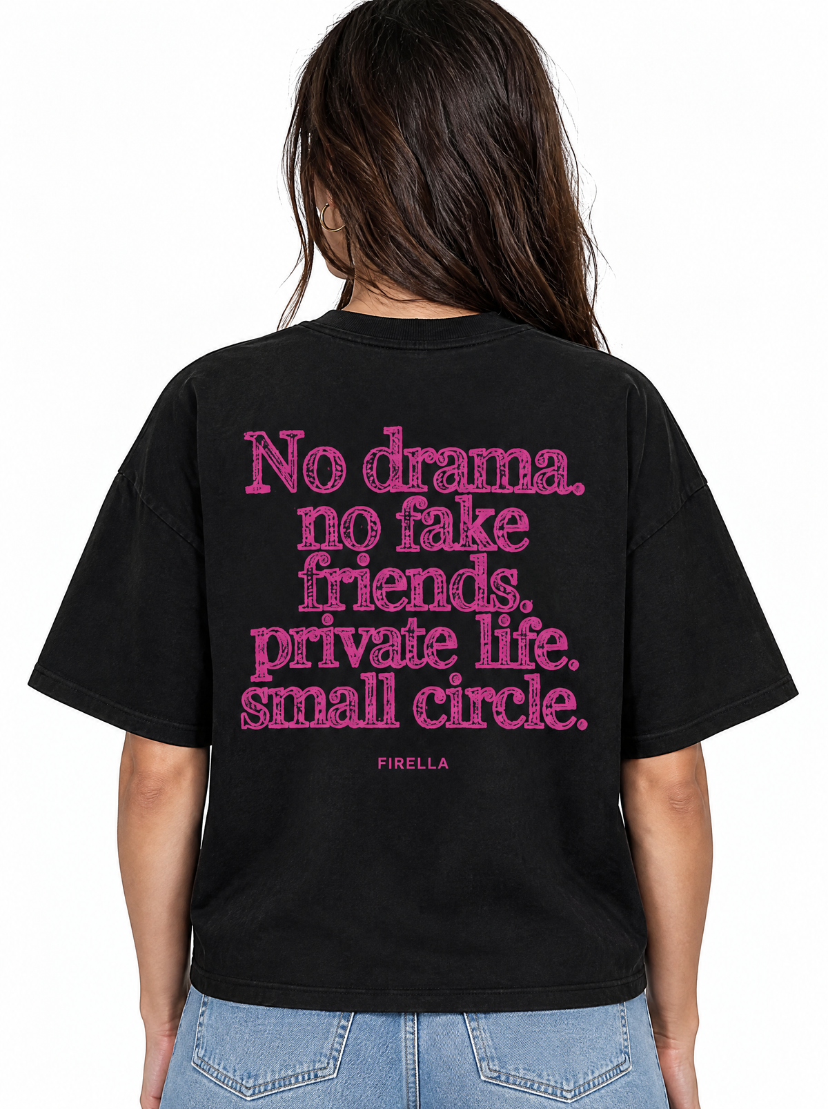 NO DRAMA TEE - Black - back detail