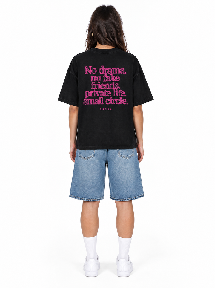 NO DRAMA TEE - Black - back