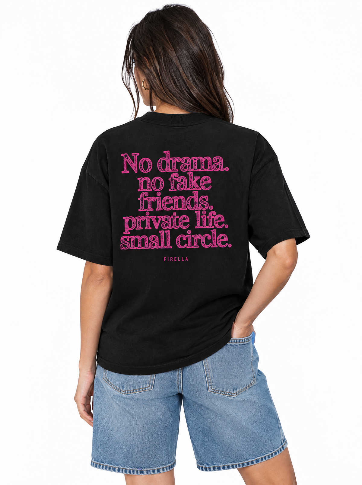 NO DRAMA TEE - Black - back angle