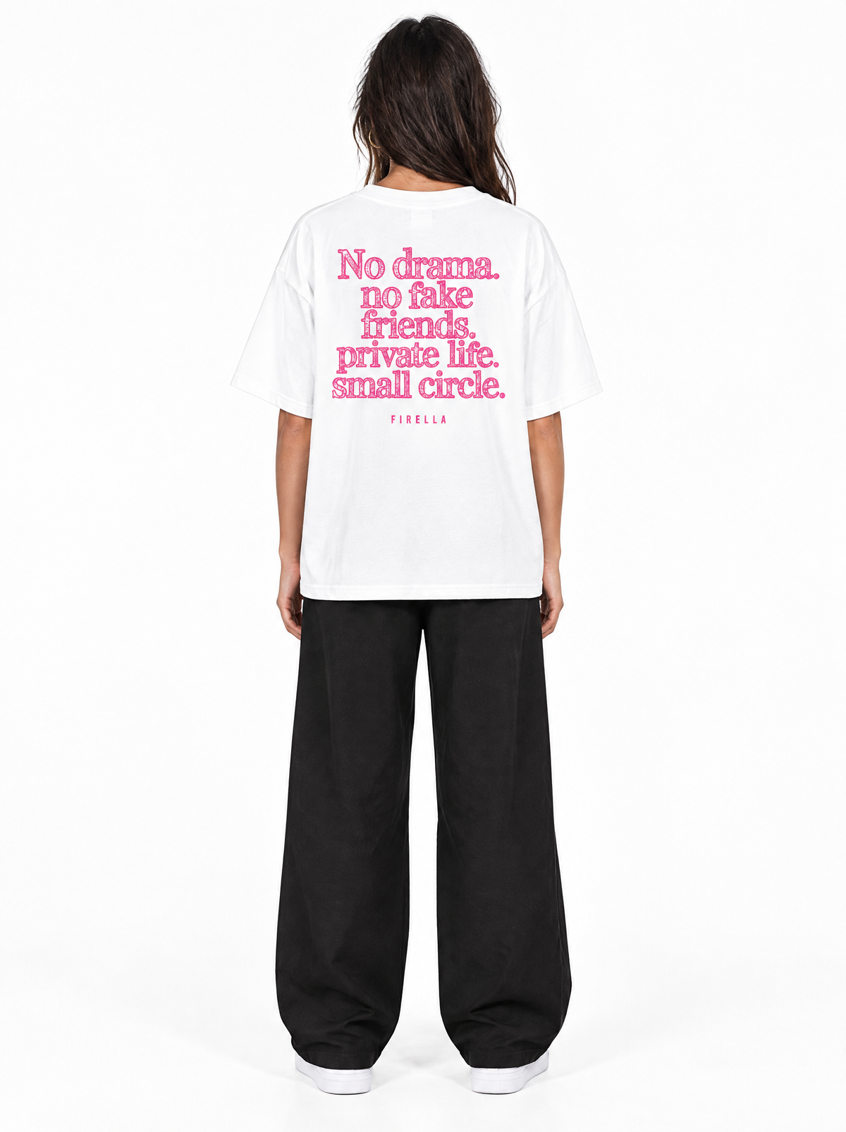 NO DRAMA TEE - White - back