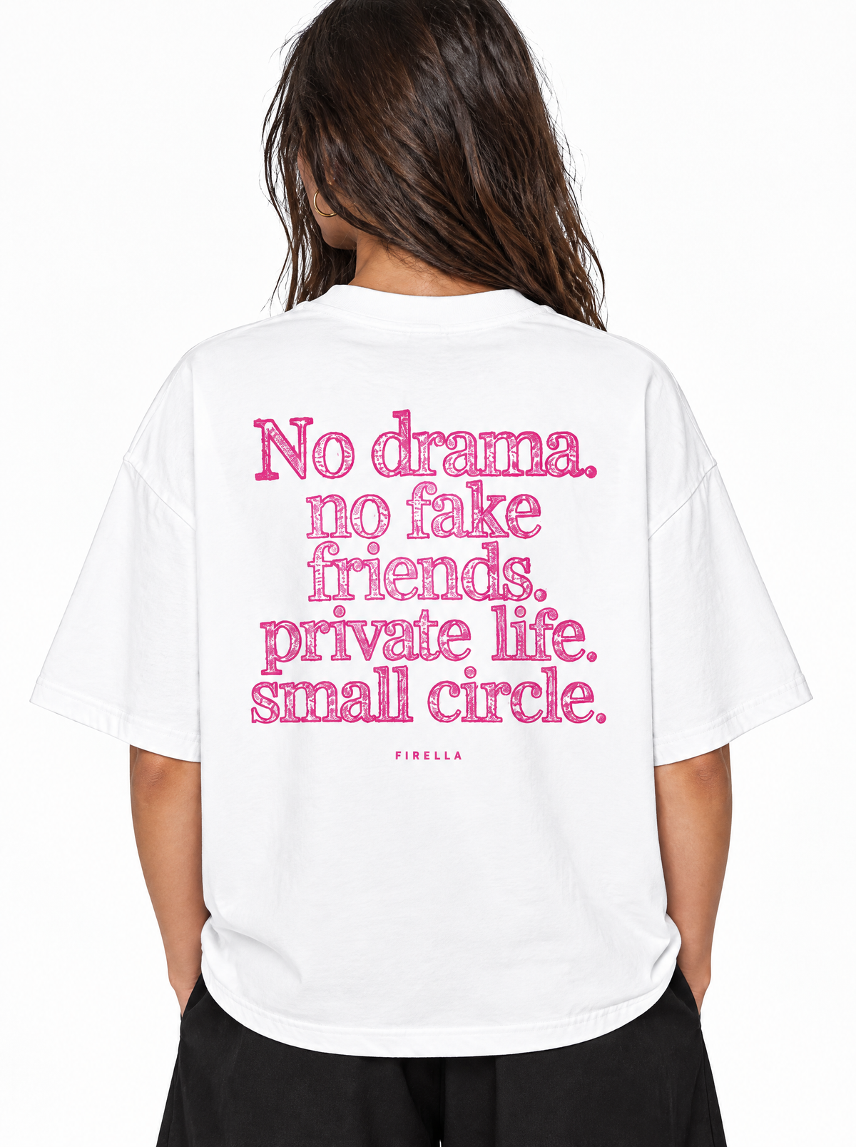 NO DRAMA TEE - White - back detail