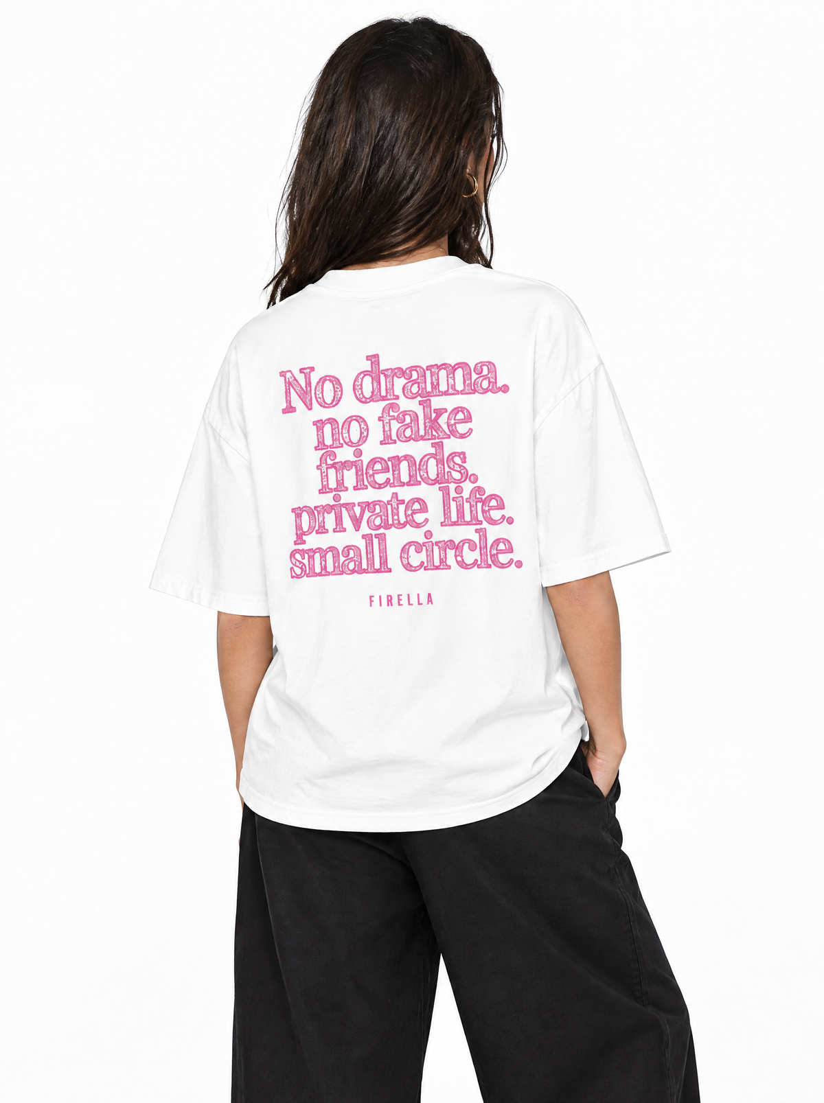 NO DRAMA TEE - White - back angle