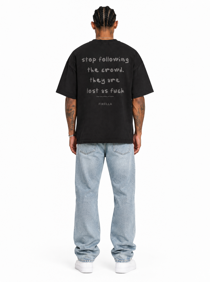 LOST CROWD TEE - Black - back