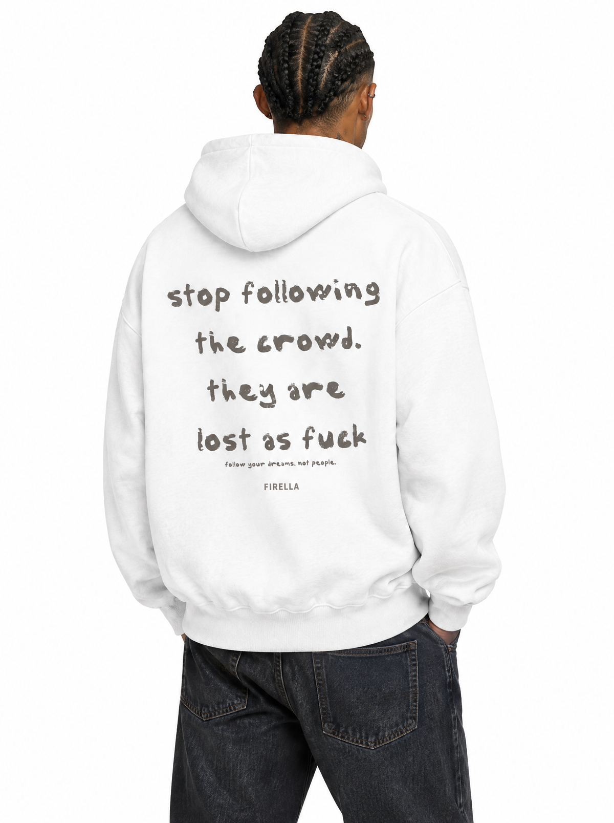 LOST CROWD HOODIE - White - back angle