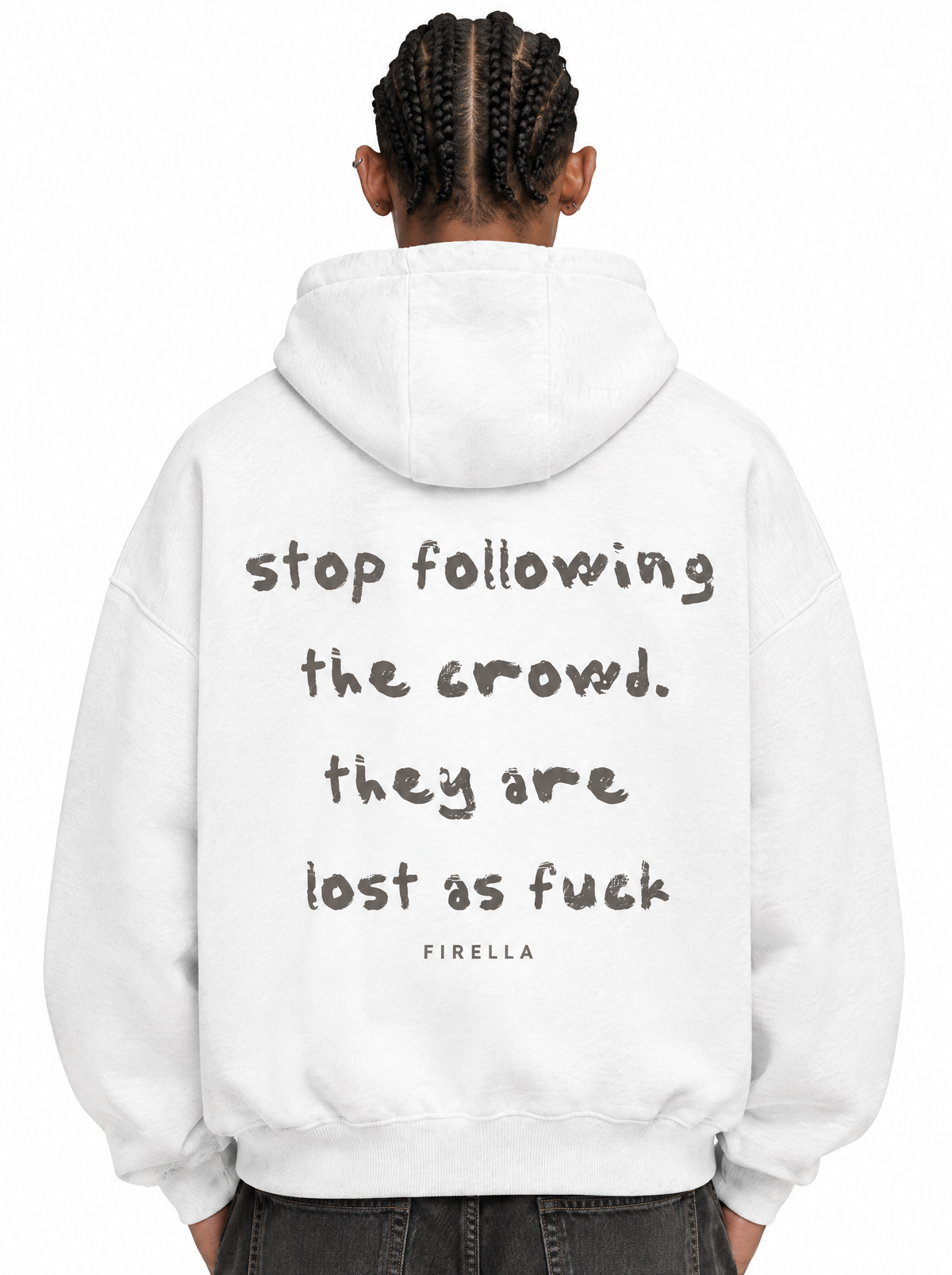 LOST CROWD HOODIE - White - back detail
