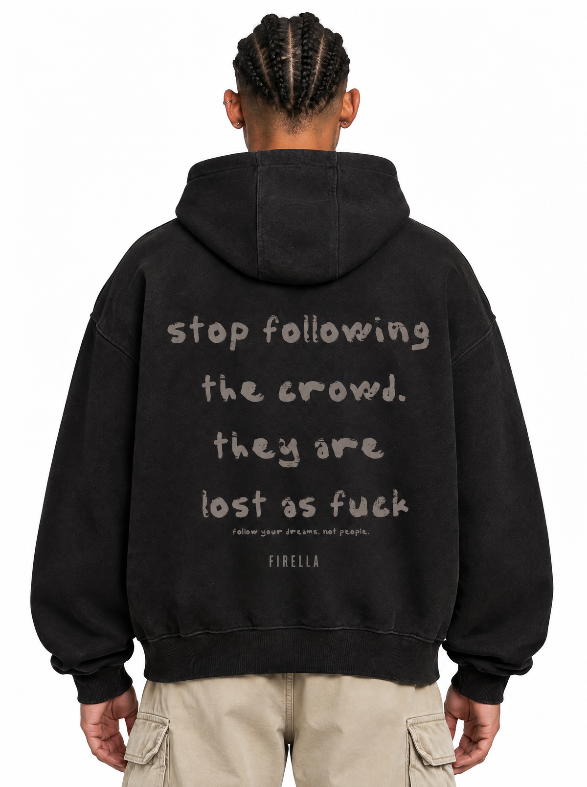 LOST CROWD HOODIE - Black - back detail