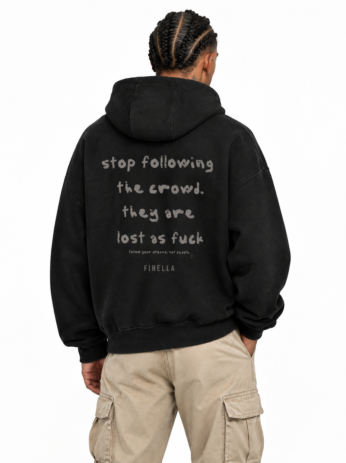 LOST CROWD HOODIE - Black - back angle
