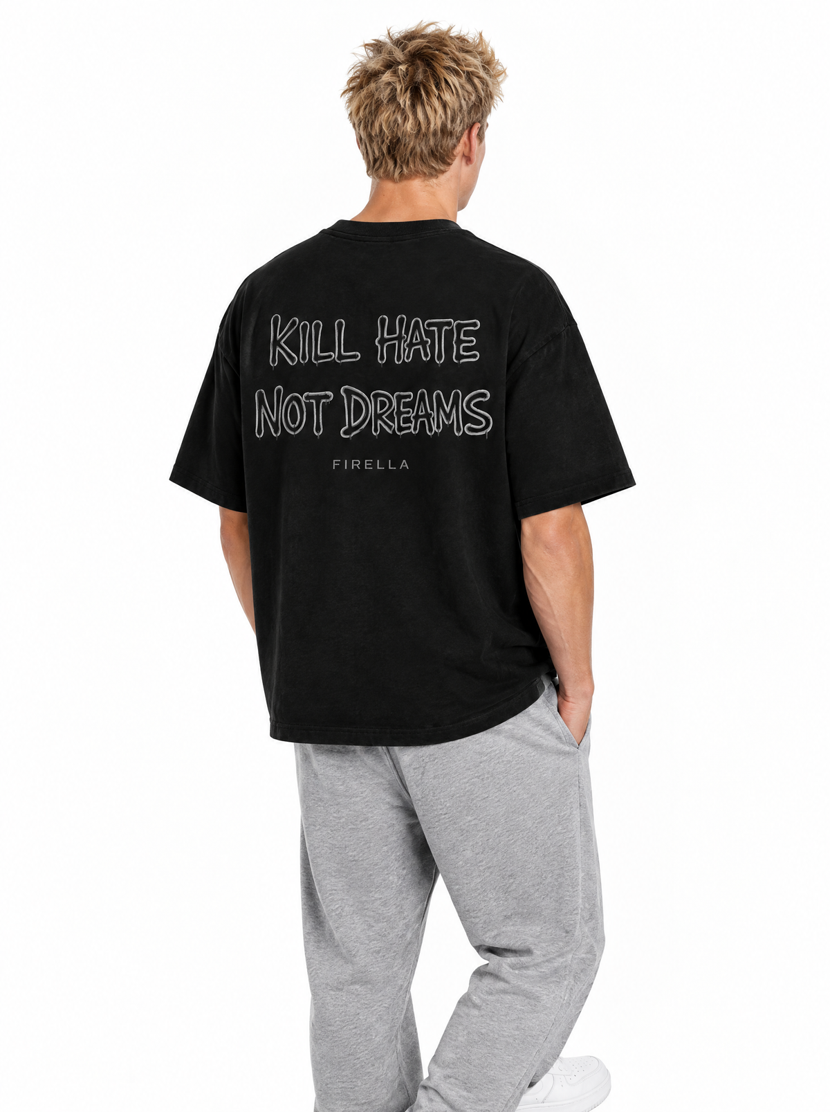 KILL HATE TEE - Black - back angle