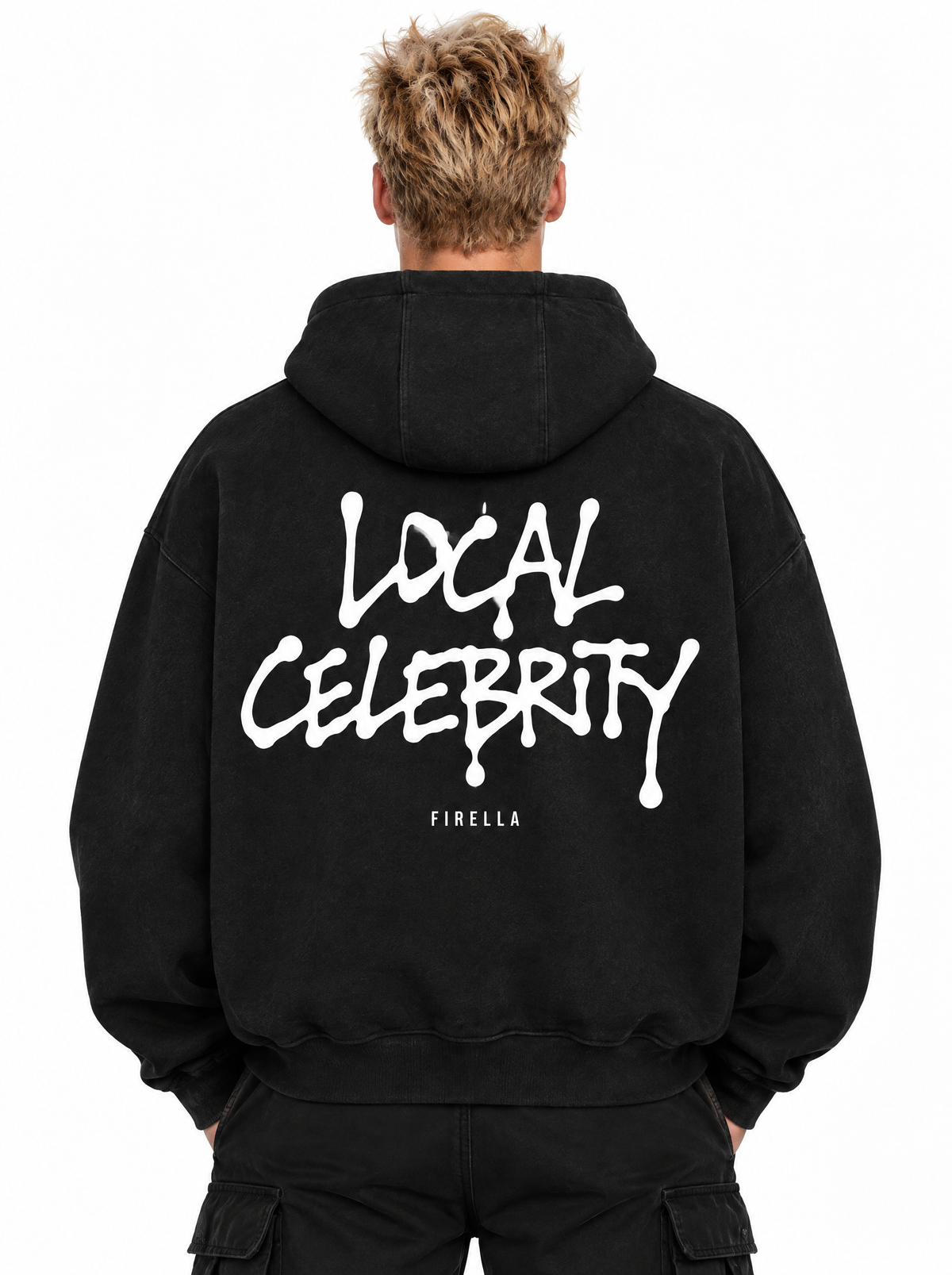 LOCAL CELEBRITY HOODIE - Black - back detail