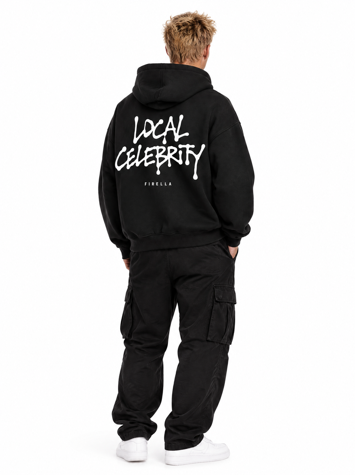 LOCAL CELEBRITY HOODIE - Black - back angle